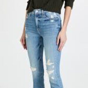 MOTHER Superior The Insider Crop Step Fray Distressed  High Rise Jeans Size 25